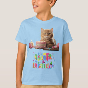 T-shirt de base pour enfants Joyeux design de chat