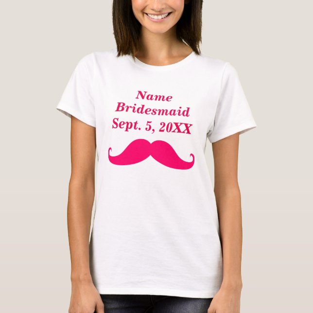 T-Shirt de base pour femmes de la moustache rose (Devant)