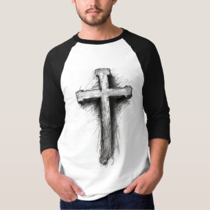 T-shirt de baseball avec graphique de croix chréti