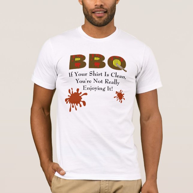 T-shirt de BBQ avec des taches de sauce à BBQ (Devant)