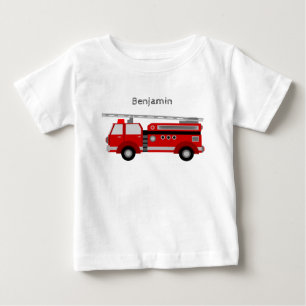 T-shirt de bébé avec le camion de pompiers et le