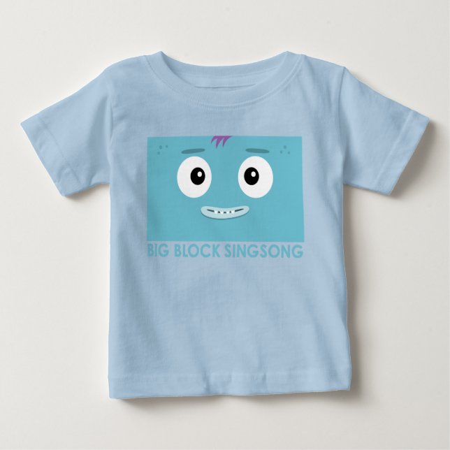 T-shirt de bébé bleu de bande d'amusement de BBSS (Devant)