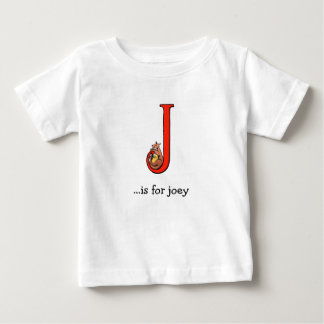 T-shirt de bébé d'alphabet : J est pour Joey