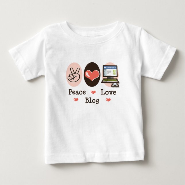 T-shirt de bébé de blog d'amour de paix (Devant)