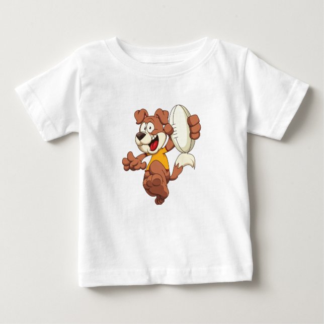 T-shirt de bébé de chien de rugby (Devant)