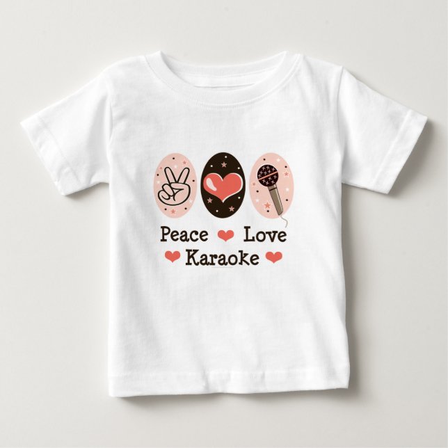 T-shirt de bébé de karaoke d'amour de paix (Devant)