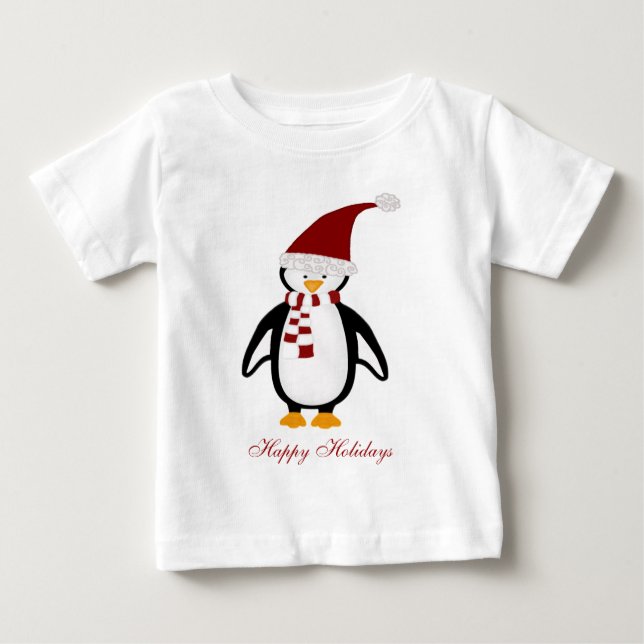 T-shirt de bébé de pingouin de Noël (Devant)
