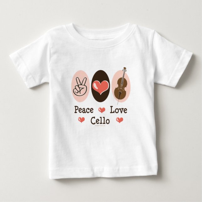 T-shirt de bébé de violoncelle d'amour de paix (Devant)