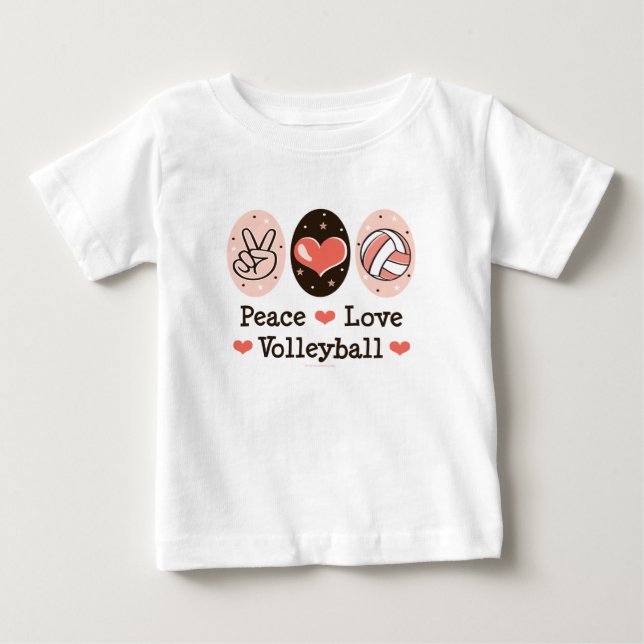 T-shirt de bébé de volleyball d'amour de paix (Devant)