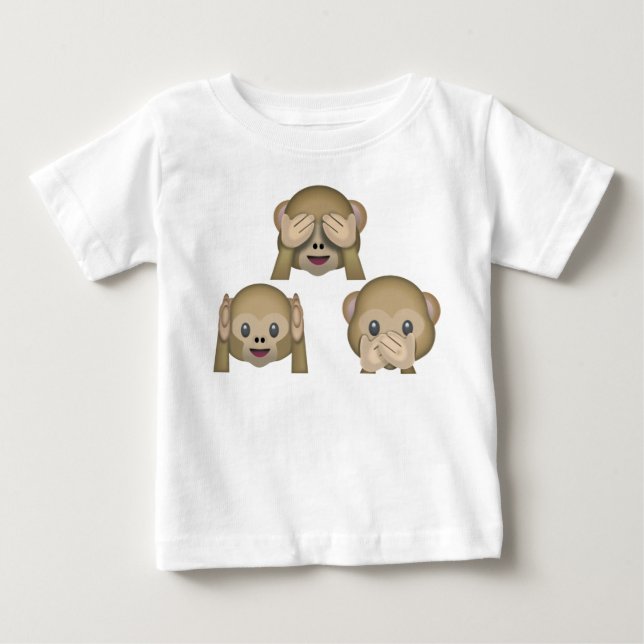 T-shirt de bébé d'Emoji de trois singes (Devant)