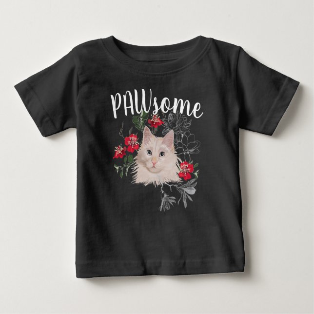 T-shirt de bébé - un chat avec patte (Devant)