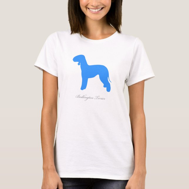 T-shirt de Bedlington Terrier (silhouette bleue) (Devant)