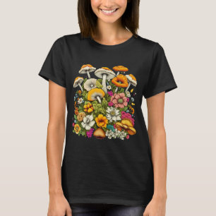 T-shirt De Belles Fleurs Et Champignons