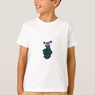 T-shirt De Belles Mains De Squelette Avec Un Signal Coeur 