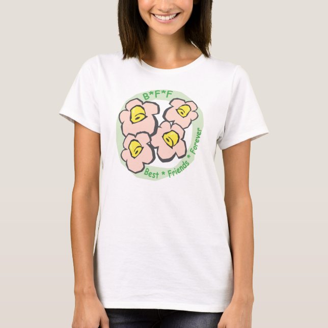 T-shirt De BFF de meilleurs amis fleurs roses pour (Devant)