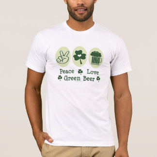 T-shirt de bière de vert d'amour de paix