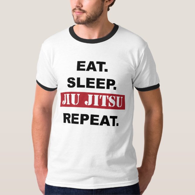 T-shirt de BJJ : Mangez, dormez, Jiu Jitsu, (Devant)