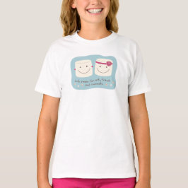 T-shirt de blanc d'amis de guimauve d'amusement de