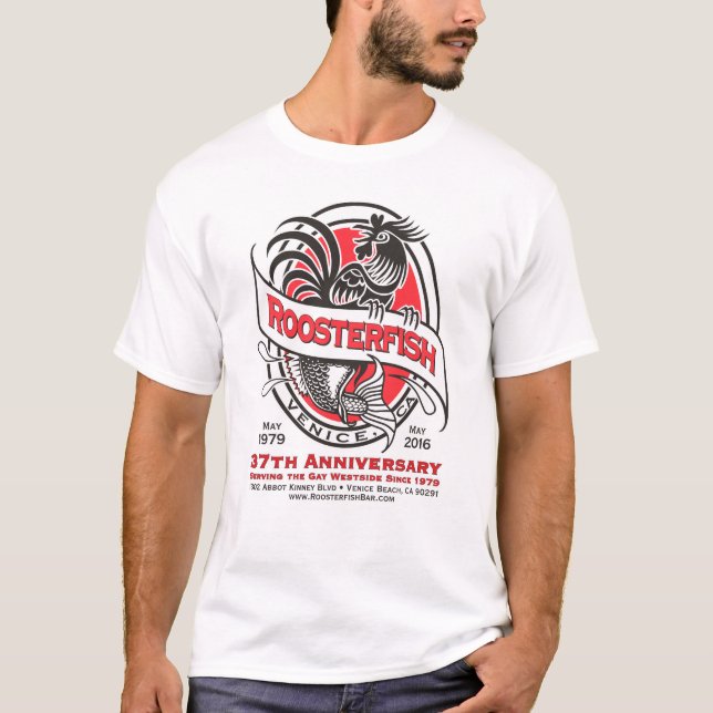 T-shirt de blanc d'anniversaire de Roosterfish (Devant)