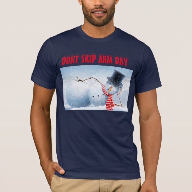 T-shirt de bleu de jour de bras de bonhomme de (Devant)