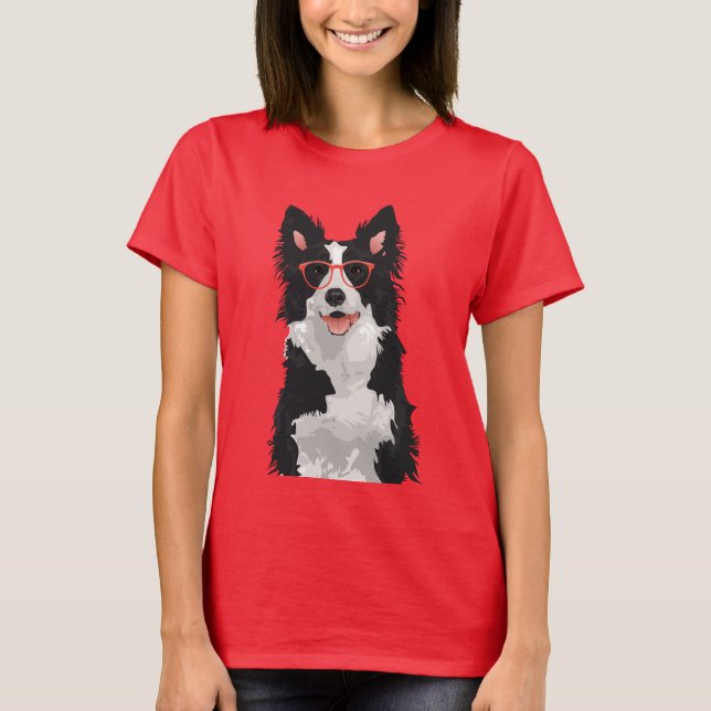 T-shirt de border collie de hippie pour des (Devant)