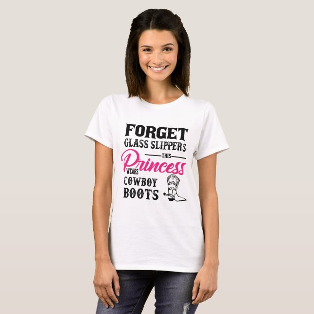 T-shirt de bottes de cowboy de princesse Wears (Devant entier)