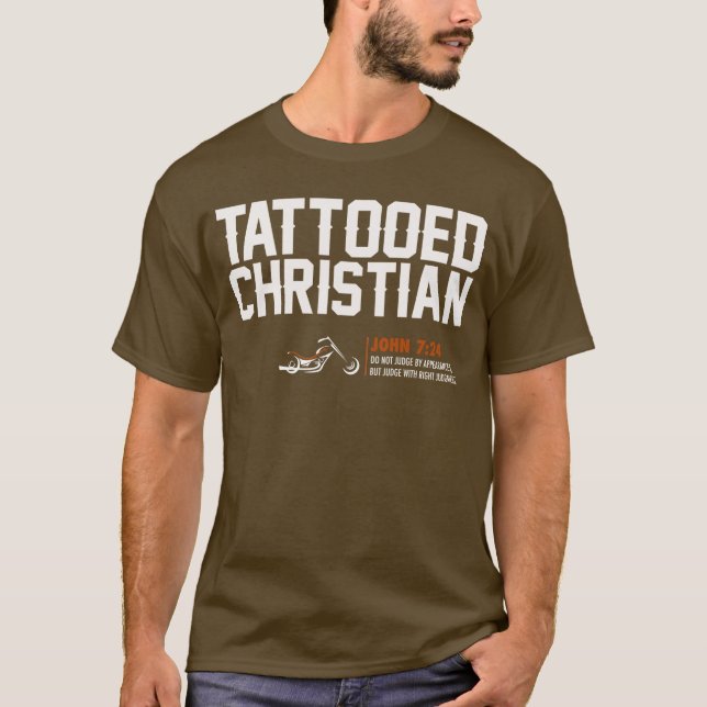 T-shirt de brun "de chrétien tatoué" de HD - (Devant)