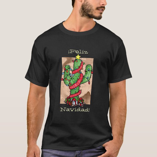 T-shirt de cactus de Noël (Devant)