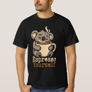 T-shirt de café 'Espresso Yourself' avec un koala
