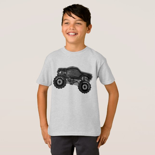 T-shirt de camion de monstre pour des garçons (Devant entier)