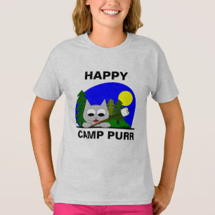 T-shirt de camping de dessin animé chat drôle Happ