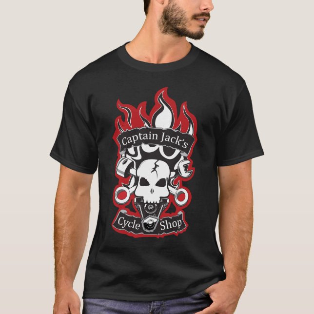T-shirt de capitaine Jacks Cycle Shop Dark (Devant)
