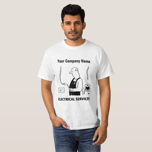 T-shirt de caricature des services électriques (Devant entier)