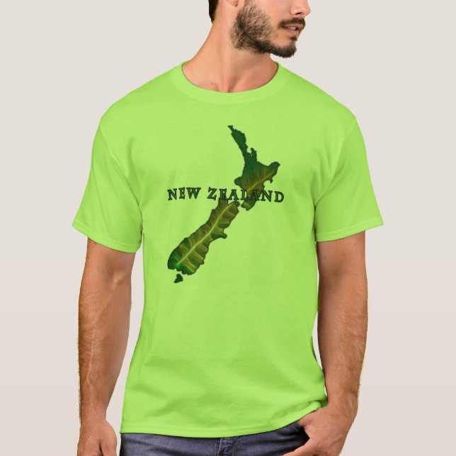 T-shirt de carte de fougère de la Nouvelle Zélande (Devant)