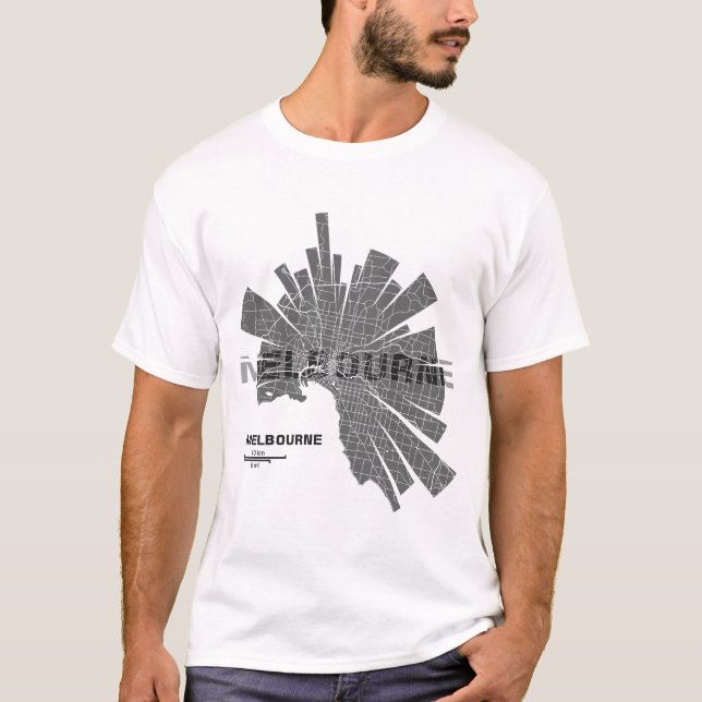 T-shirt de carte de Melbourne (Devant)