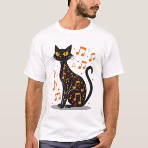 T-shirt de chat de note musicale Halloween Note d