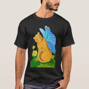 T-shirt de chat de papillon (conception foncée)