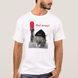 T-shirt de chat de snowboarding de hippie