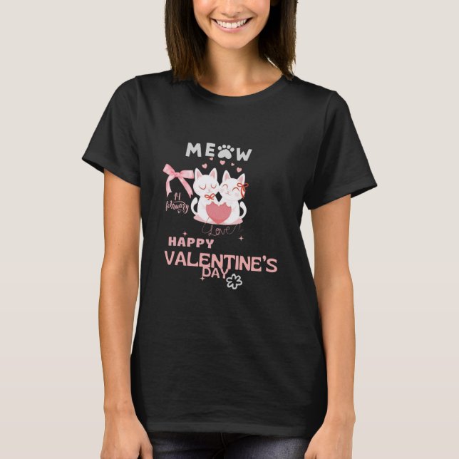 T-Shirt de chat mignon - Design romantique de la S (Devant)