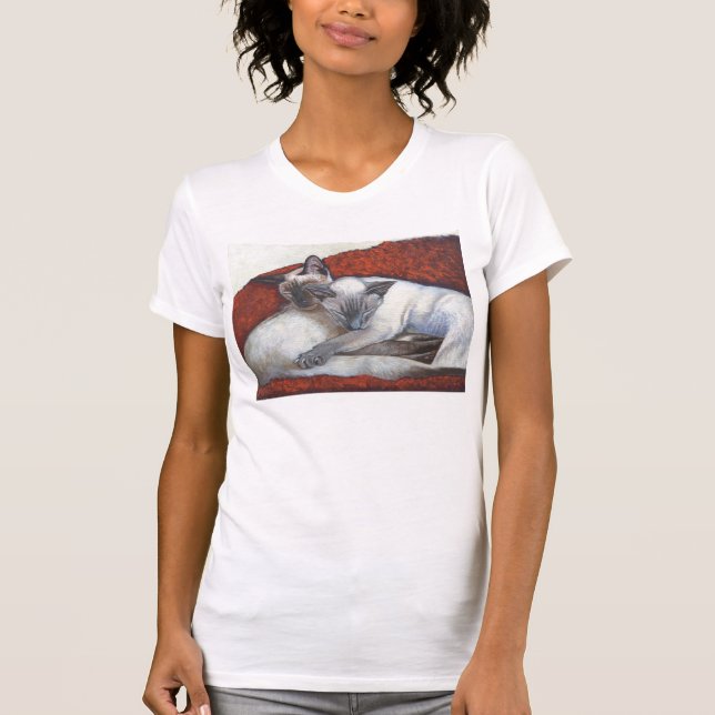 T-shirt de chat siamois de petit somme de famille (Devant)