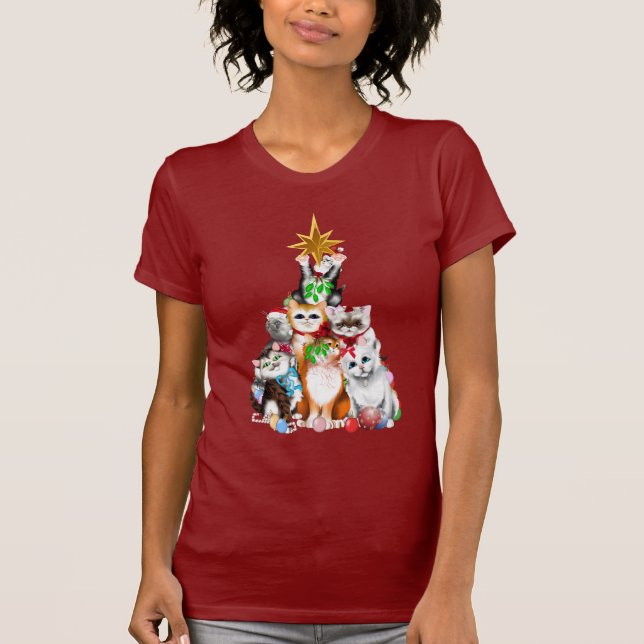 T-shirt de chatons d'arbre de Noël (Devant)