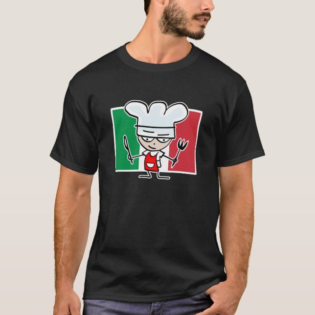 T-shirt de chef avec la bande dessinée italienne (Devant)
