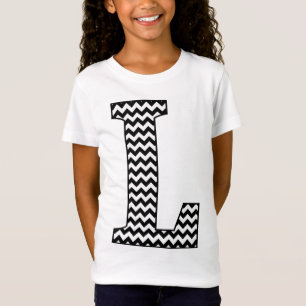 T-shirt de Chevron L fille noire et blanche de