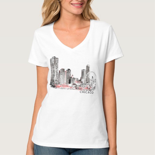 T-shirt de Chicago Skyline (Devant)
