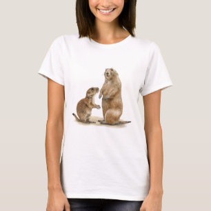 T-shirt de chien de prairie à queue noire mignonne