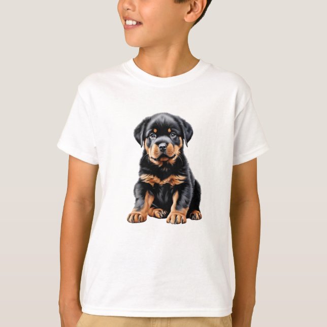 T-Shirt de chiot Rottweiler pour enfant (Devant)