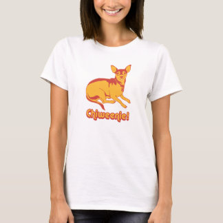T-shirt de Chiweenie - art de bruit - rouge et or