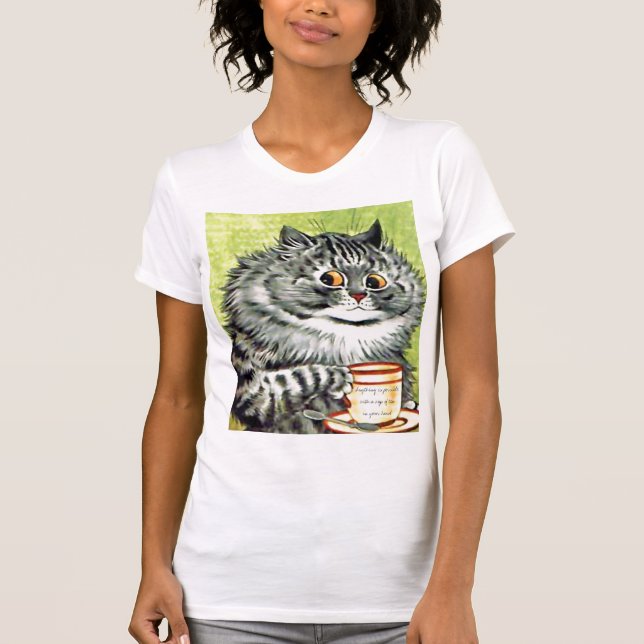 T-shirt de citation de chat de thé (Devant)