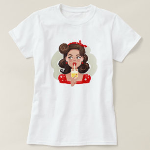 T-shirt de cocktail pour fille rétro mignonne