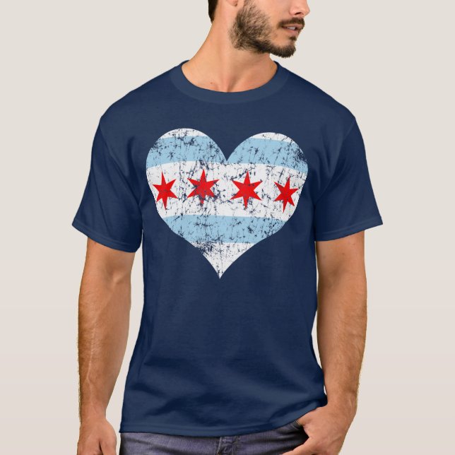 T-shirt de coeur de drapeau de Chicago (Devant)